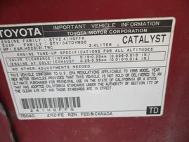 1995 TOYOTA TACOMA MATTE BLACK STD CAB 2.4L MT 2WD Z16277